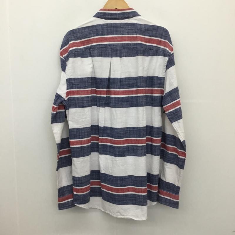トミーヒルフィガー TOMMY HILFIGER シャツ、ブラウス 長袖 TOMMY HILFIGER 長袖シャツ XL ボーダー柄 白 / ホワイト / X 青 / ブルー / X 赤 / レッド /  メンズ USED 古着 中古 10128711