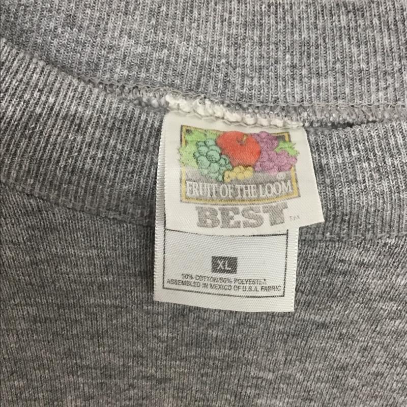 フルーツオブザルーム FRUIT OF THE LOOM トレーナー 長袖 長袖トレーナー スウェット クルーネック プルオーバー XL プリント 灰 / グレー /  メンズ USED 古着 中古 10143857