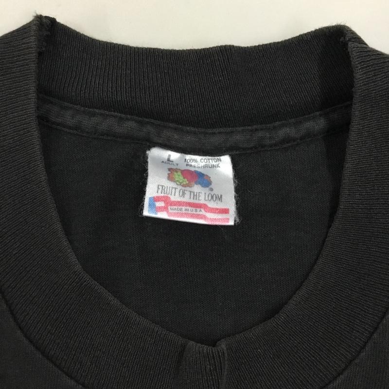 フルーツオブザルーム FRUIT OF THE LOOM Tシャツ 半袖 半袖カットソー プリントTシャツ クルーネックカットソー 古着 90s L プリント 黒 / ブラック /  メンズ USED 古着 中古 10114832