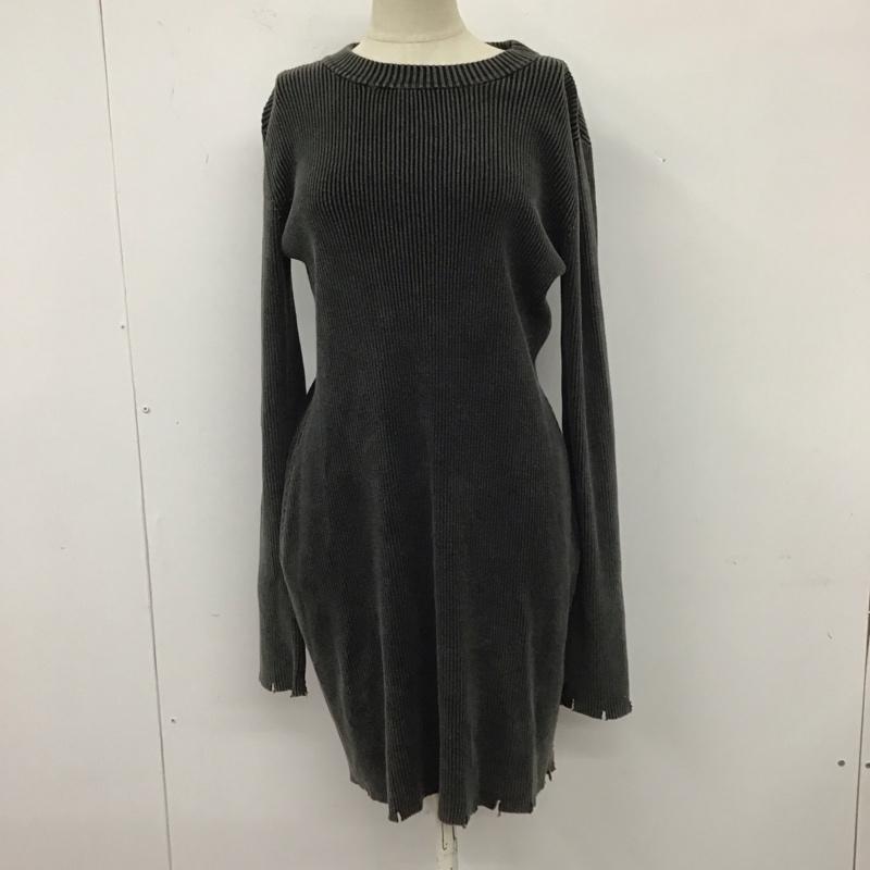 スライ SLY ワンピース ロングスカート 030eaa73-2250 CRUSHRIBワンピース 長袖ロングワンピース リブニット 1 無地 X ダメージ加工 黒 / ブラック /  レディース USED 古着 中古 10112194