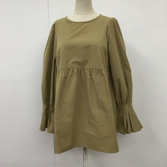 グリーンレーベルリラクシング green label relaxing カットソー 長袖 3511-137-1442 ソデ タック ペプラム ブラウス 無地 ベージュ / ベージュ /  レディース USED 古着 中古 10116323