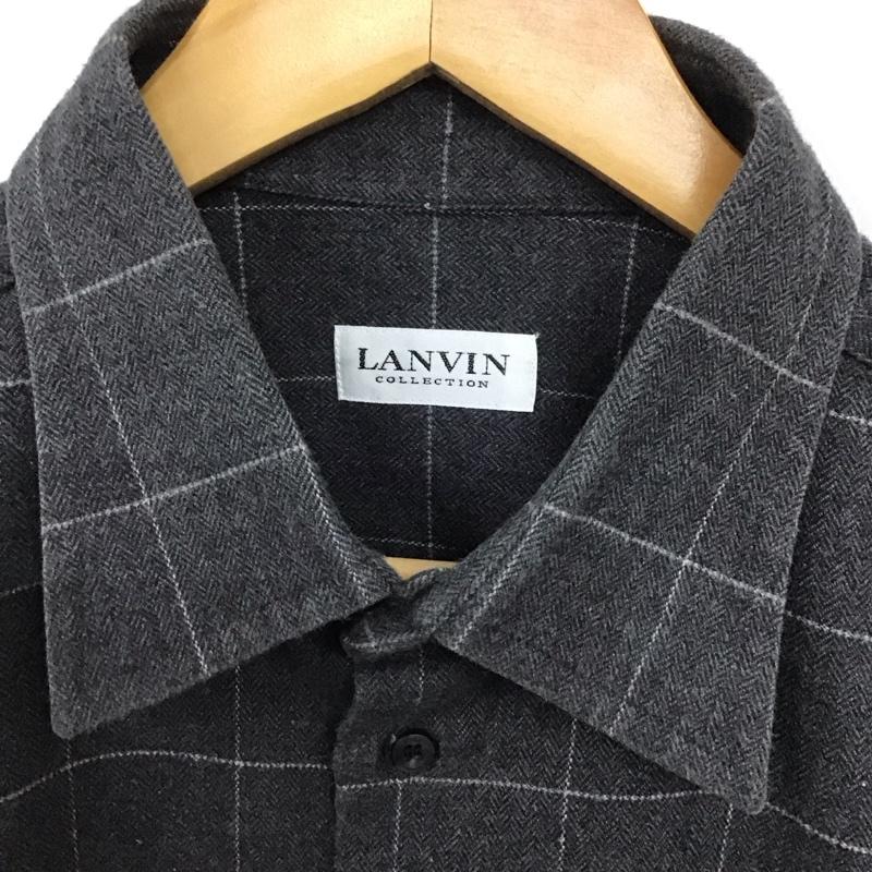 ランバン LANVIN シャツ、ブラウス 長袖 長袖シャツ チェックシャツ カラーシャツ L チェック 灰 / グレー /  メンズ USED 古着 中古 10128650