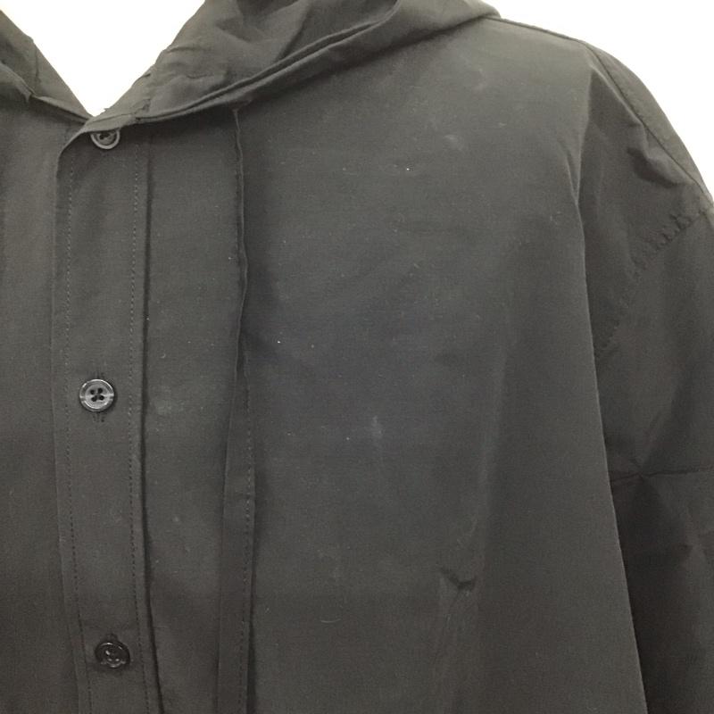 キャスパージョンアイバー CASPER JOHN AIVER シャツ、ブラウス 半袖 半袖ロングシャツ パーカー付きシャツ 前開シャツ 無地 黒 / ブラック /  メンズ USED 古着 中古 10107488