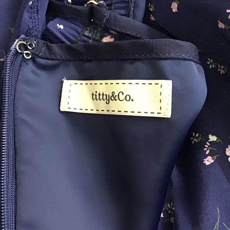 ティティーアンドコー titty&Co. ワンピース ひざ丈スカート 081-363-199 ノースリーブ スタンドネック S 花柄 紺 / ネイビー /  レディース USED 古着 中古 10114646