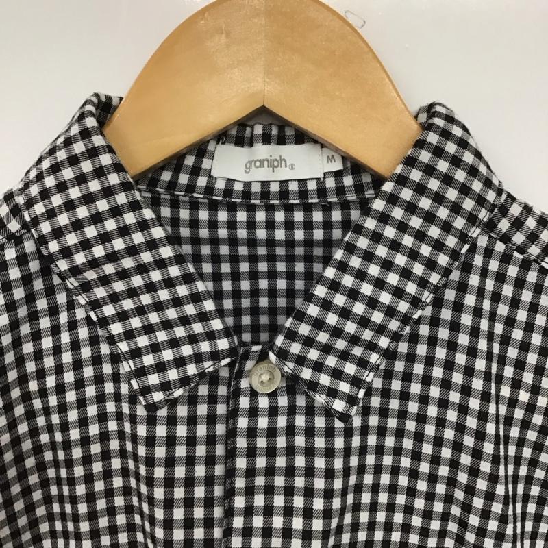 グラニフ graniph シャツ、ブラウス 半袖 半袖シャツ チェックシャツ カラーシャツ M チェック 白 / ホワイト / X 黒 / ブラック /  メンズ USED 古着 中古 10147862