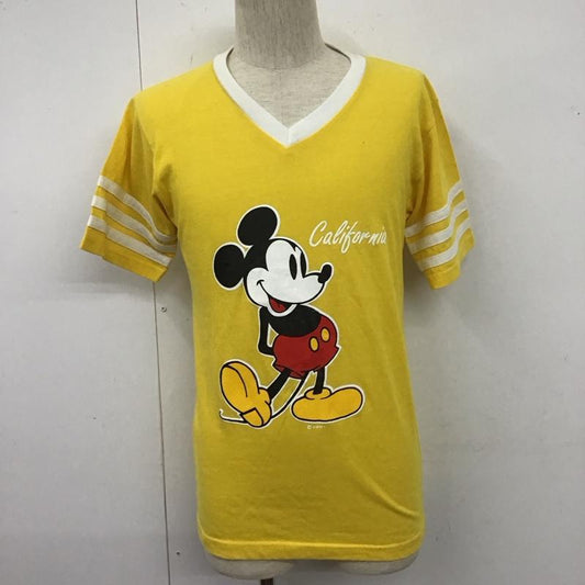 ベルバシーン Velva Sheen Tシャツ 半袖 90年代 Vネック ミッキーマウス ディズニー M キャラクター 黄 / イエロー /  メンズ USED 古着 中古 10110822