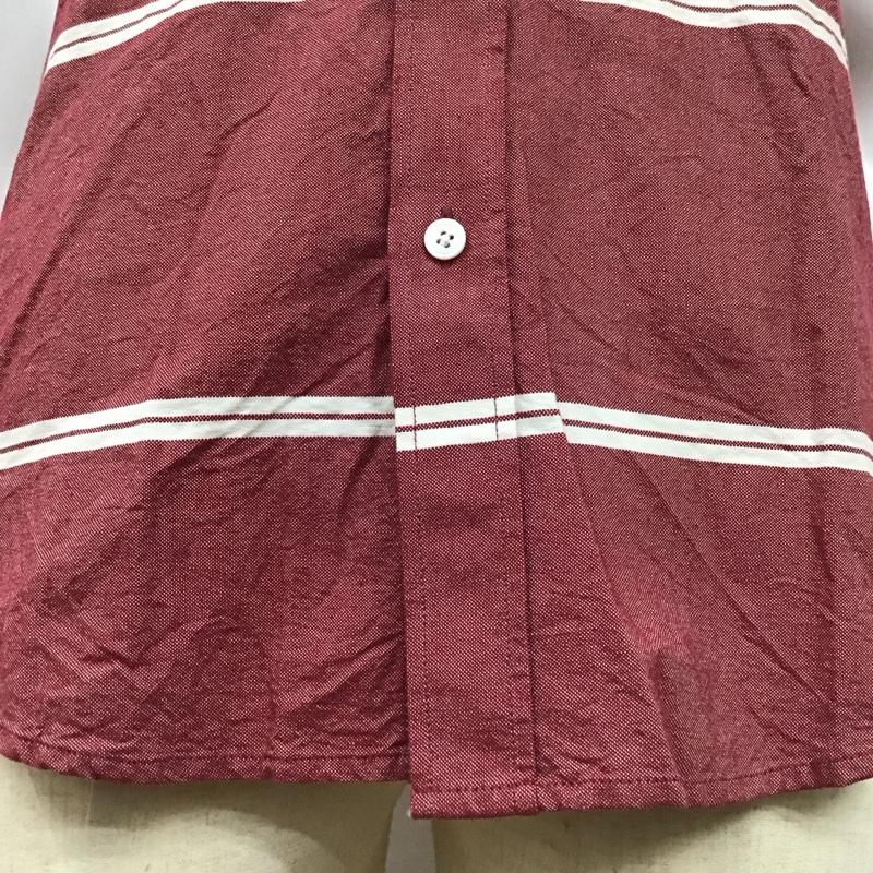 サタデーズサーフニューヨークシティー SATURDAYS SURF NYC シャツ、ブラウス 半袖 ボタンダウン 胸ポケット S ボーダー柄 えんじ / ワインレッド / X 白 / ホワイト /  メンズ USED 古着 中古 10113085