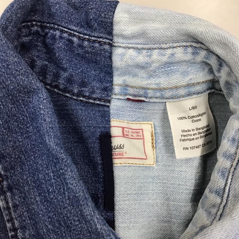 古着 USED シャツ、ブラウス 長袖 長袖シャツ デニムシャツ カジュアルシャツ カラーシャツ L 無地 インディゴ / インディゴ /  メンズ USED 古着 中古 10117453