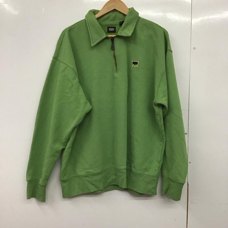 リーバイス Levi s トレーナー 長袖 長袖スウェット ジップアップネック トレーナー L ロゴ、文字 黄緑 / イエローグリーン /  メンズ USED 古着 中古 10148953