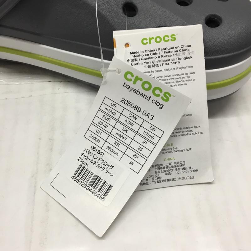 クロックス crocs サンダル サンダル 205089-0A3 Bayaband Clog バヤバンド クロッグ 25cm 25.0cm ロゴ、文字 灰 / グレー / X 白 / ホワイト / X 薄緑 / ライトグリーン /  メンズ USED 古着 中古 10111538