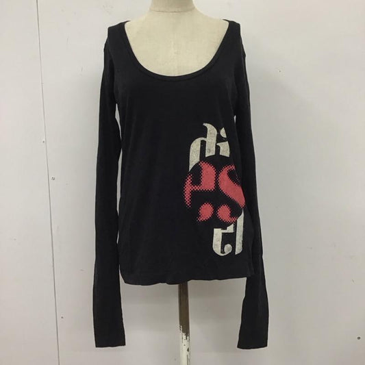 ディーゼル DIESEL Tシャツ 長袖 Uネック ロンT XS ロゴ、文字 黒 / ブラック /  レディース USED 古着 中古 10112345