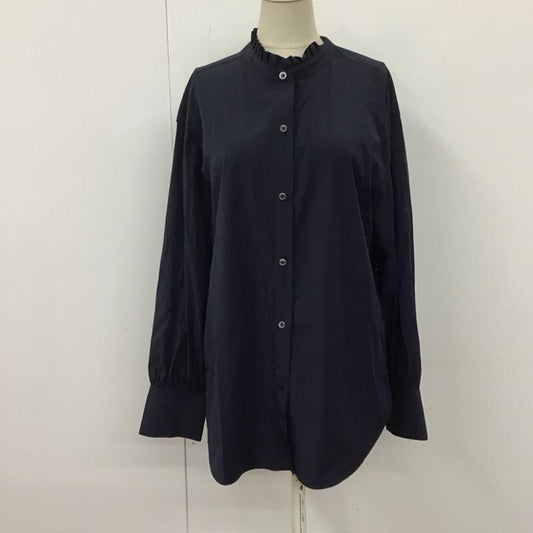 グリーンレーベルリラクシング green label relaxing シャツ、ブラウス 長袖 3511-167-1356 フリルスタンド XS 無地 紺 / ネイビー /  レディース USED 古着 中古 10109663