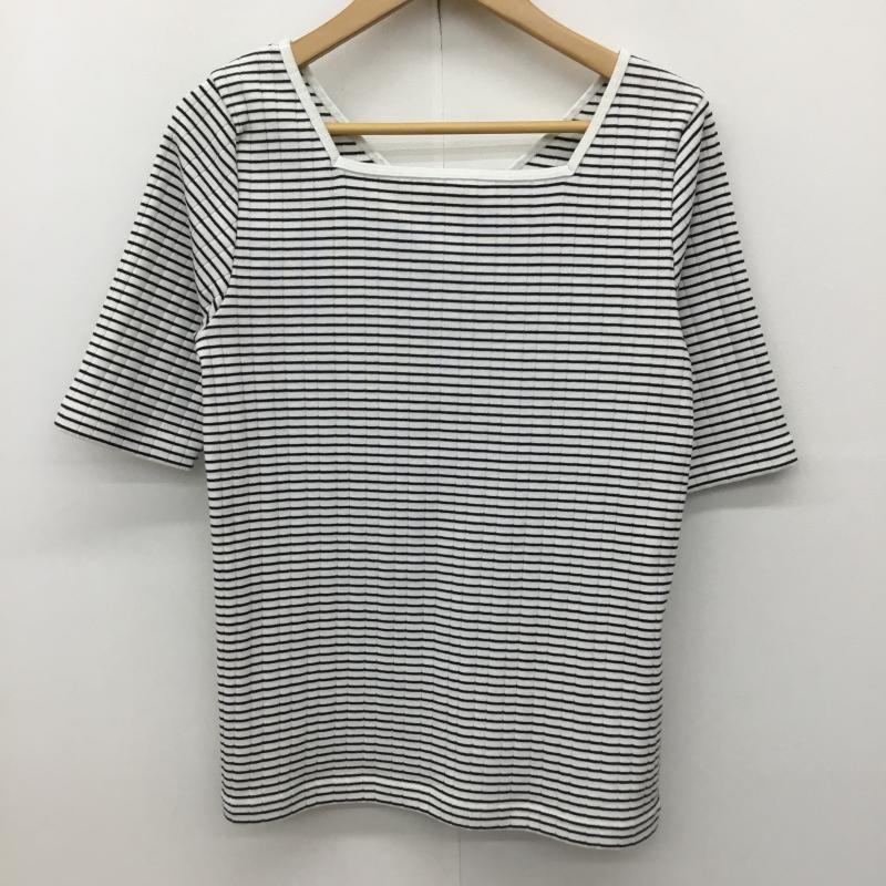 アズールバイマウジー AZUL BY MOUSSY カットソー 七分袖 L ボーダー柄 黒 / ブラック / X 白 / ホワイト /  レディース USED 古着 中古 10137603