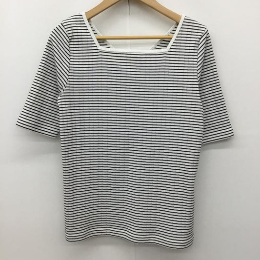 アズールバイマウジー AZUL BY MOUSSY カットソー 七分袖 L ボーダー柄 黒 / ブラック / X 白 / ホワイト /  レディース USED 古着 中古 10137603