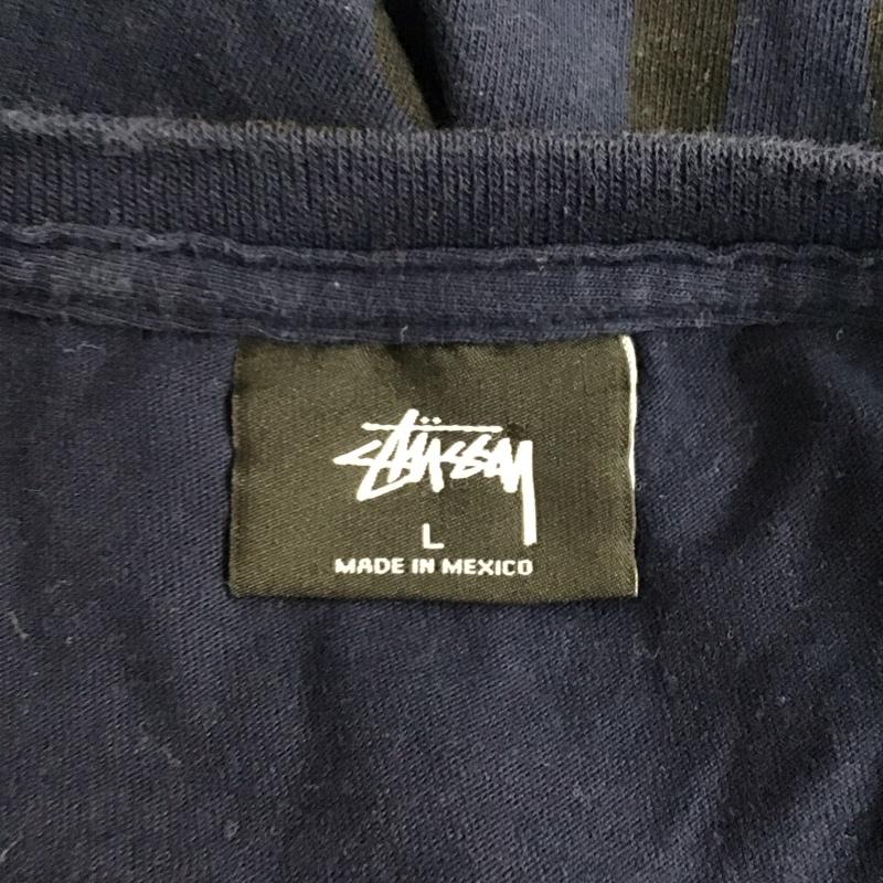 ステューシー STUSSY Tシャツ 半袖 半袖カットソー プリントTシャツ クルーネックカットソー L プリント 紺 / ネイビー /  メンズ USED 古着 中古 10125747
