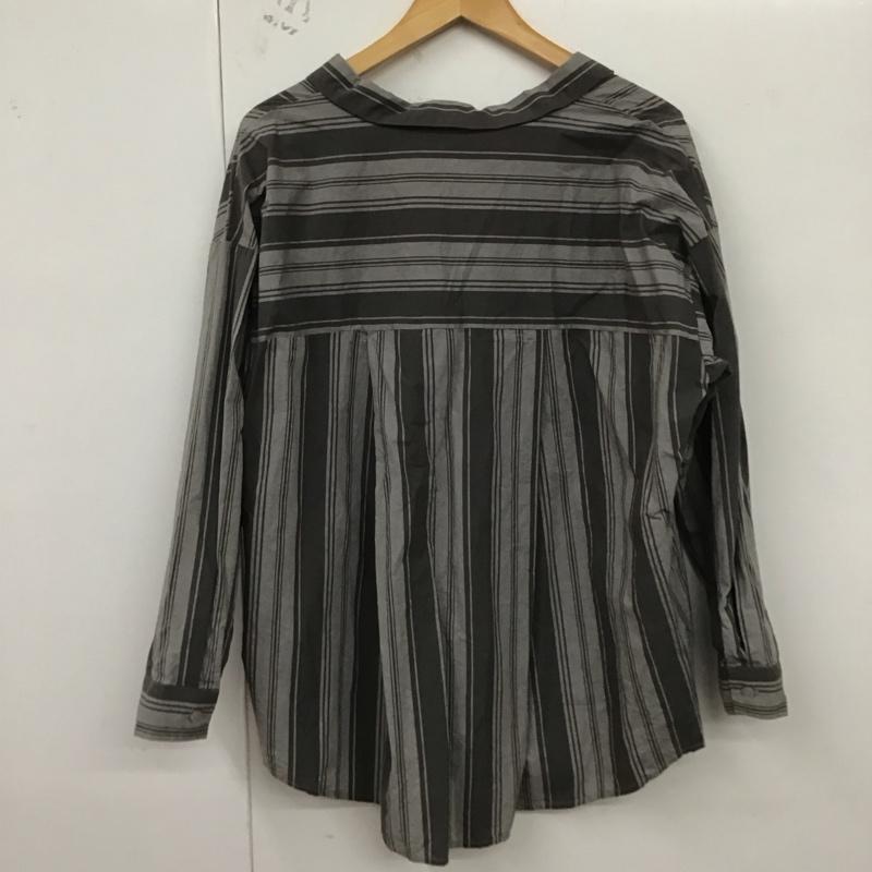 アズールバイマウジー AZUL BY MOUSSY シャツ、ブラウス 長袖 250AAW30-A374 バックタックスキッパー長袖シャツ S ストライプ 灰 / グレー /  レディース USED 古着 中古 10129286