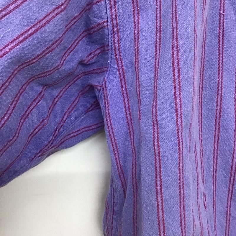 古着 USED シャツ、ブラウス 長袖 長袖シャツ 無地シャツ カラーシャツ S ストライプ 紫 / パープル /  メンズ USED 古着 中古 10148704