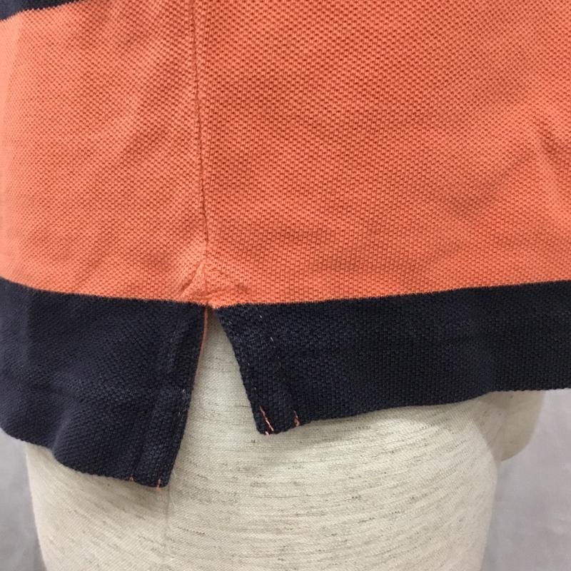 トミーヒルフィガー TOMMY HILFIGER ポロシャツ 半袖 タグ付き L ボーダー柄 橙 / オレンジ / X 紺 / ネイビー /  メンズ USED 古着 中古 10112872