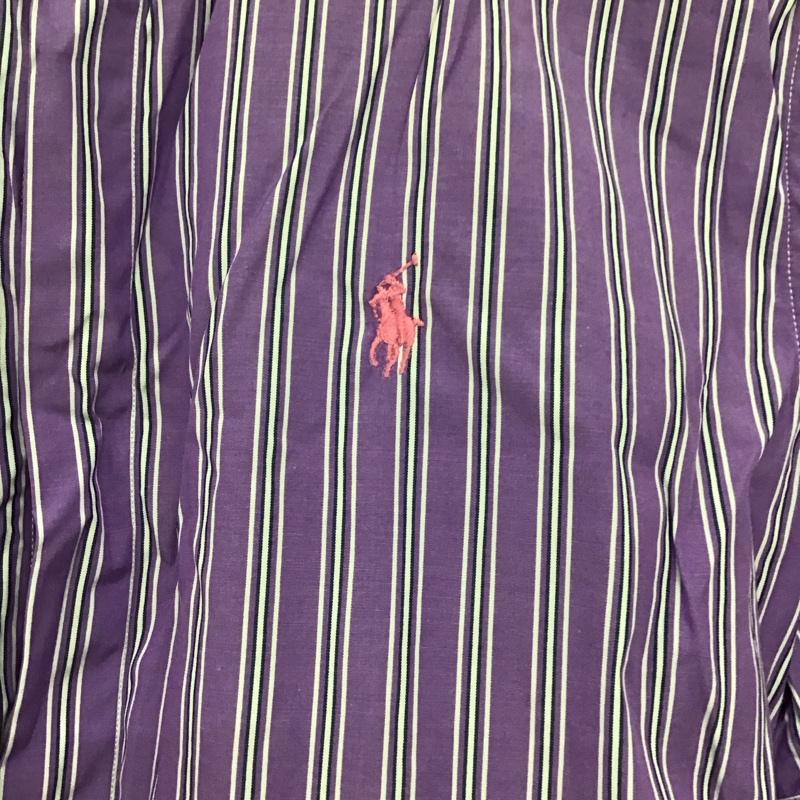 ラルフローレン RALPHLAUREN シャツ、ブラウス 半袖 KKWS022527 ストライプ 6 ワンポイント 紫 / パープル /  レディース USED 古着 中古 10144108