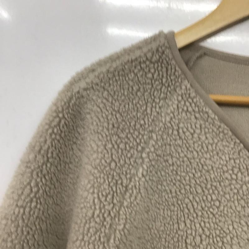 ユニクロ UNIQLO カーディガン 長袖 241-439140  ソフトボアフリースVネックカーディガン L 無地 ベージュ / ベージュ /  レディース USED 古着 中古 10141281