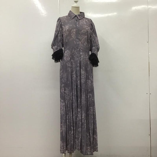 リエンダ rienda ワンピース ロングスカート 110FA633-1020 ラインフラワープリーツフレア S 総柄 灰 / グレー /  レディース USED 古着 中古 10108655