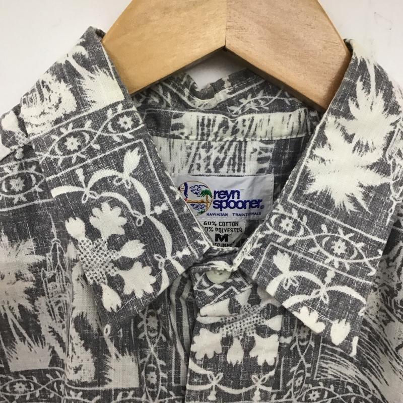 レインスプーナー reyn spooner シャツ、ブラウス 半袖 半袖シャツ プリントシャツ ポケットシャツ M プリント 白 / ホワイト / X 灰 / グレー /  メンズ USED 古着 中古 10136711