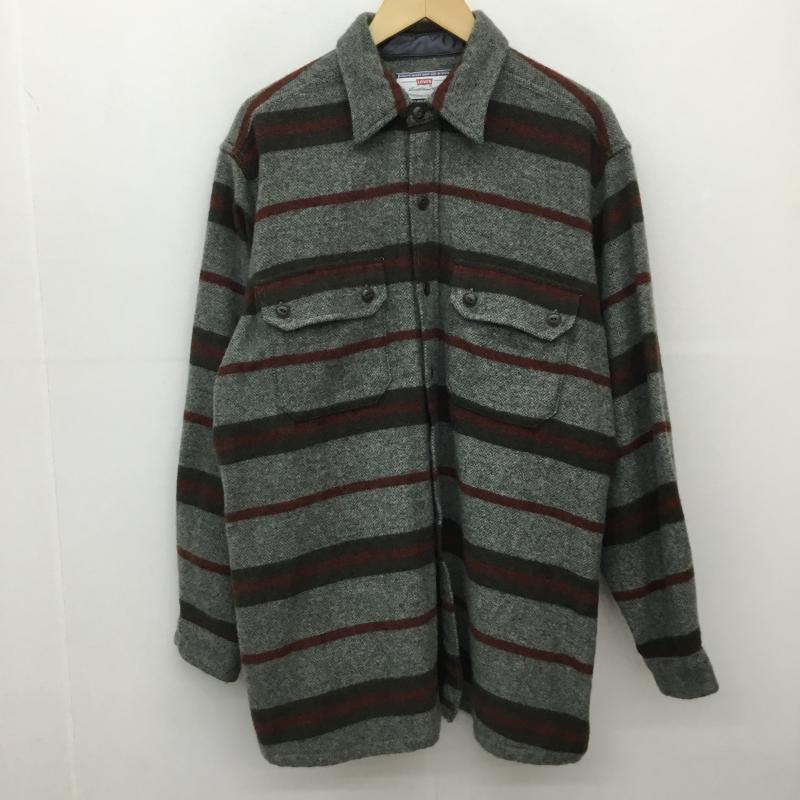 リーバイス Levi s シャツ、ブラウス 長袖 54762-59 90s L ボーダー柄 緑 / グリーン / X 橙 / オレンジ /  メンズ USED 古着 中古 10143569