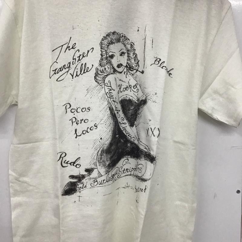 ギャングスタービル GANGSTERVILLE Tシャツ 半袖 半袖カットソー プリントTシャツ クルーネックカットソー M プリント 白 / ホワイト /  メンズ USED 古着 中古 10143451
