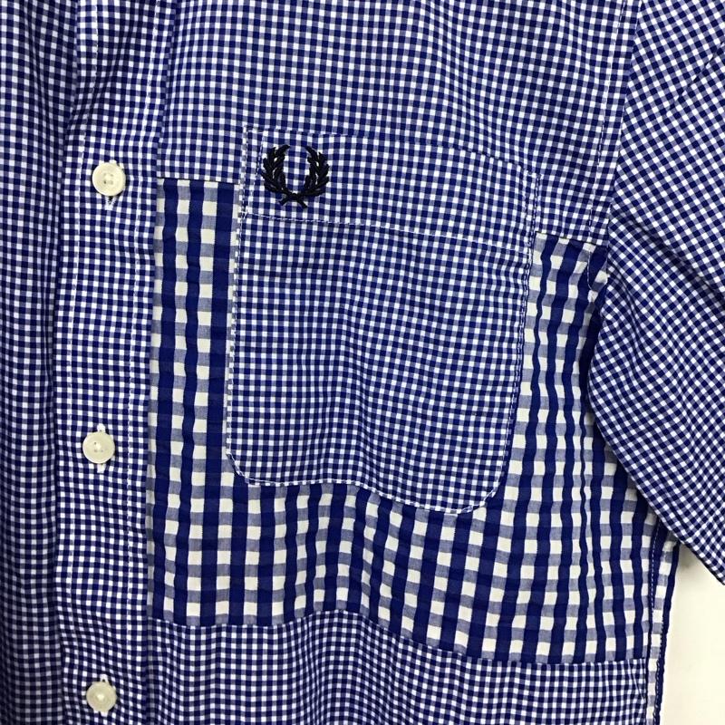 フレッドペリー FRED PERRY シャツ、ブラウス 半袖 半袖シャツ チェックシャツ カラーシャツ S チェック 白 / ホワイト / X 青 / ブルー /  メンズ USED 古着 中古 10130126