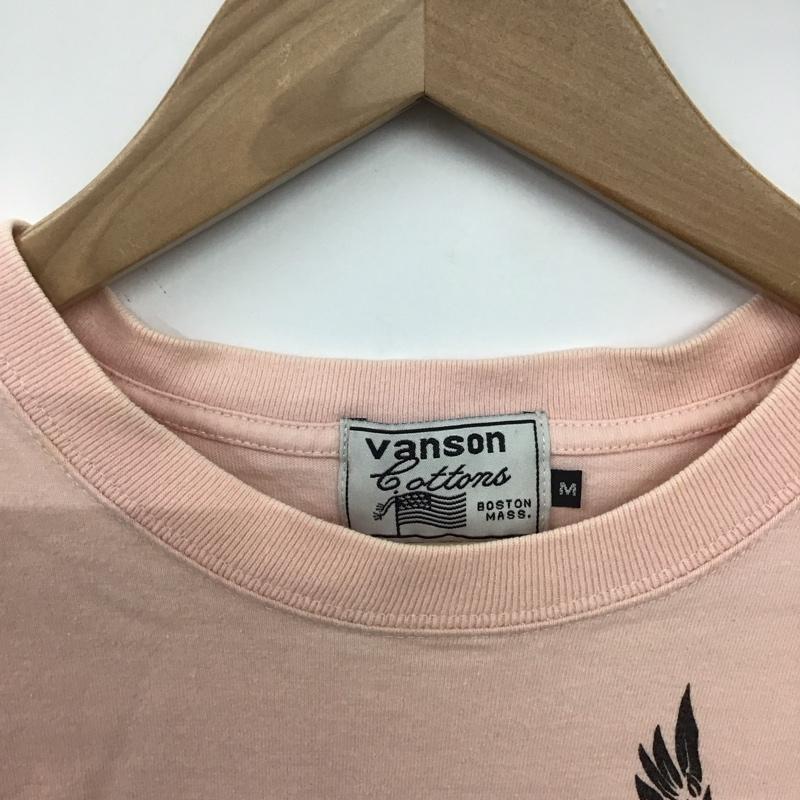 ヴァンソン VANSON Tシャツ 半袖 半袖カットソー プリントTシャツ クルーネックカットソー M プリント 桃 / ピンク /  メンズ USED 古着 中古 10150383