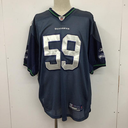 リーボック Reebok カットソー 半袖 R700A NFL SEAHAWKS メッシュ ロゴ、文字 紺 / ネイビー /  メンズ USED 古着 中古 10107922