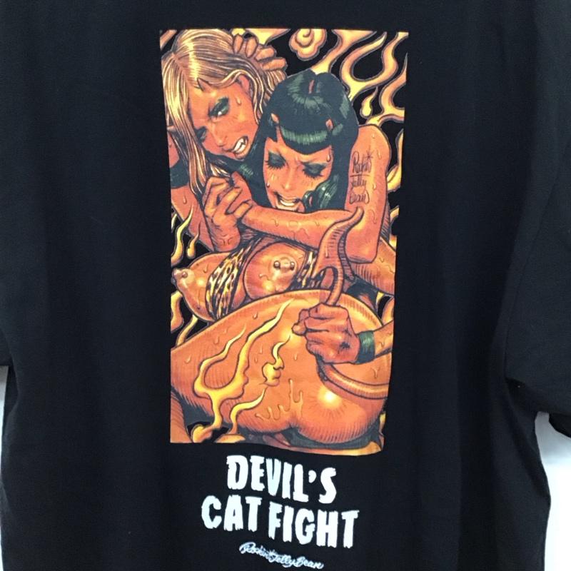 エロスティカ EROSTiKA Tシャツ 半袖 Devils Cat Fight バックプリント XL ロゴ、文字 黒 / ブラック /  メンズ USED 古着 中古 10123398