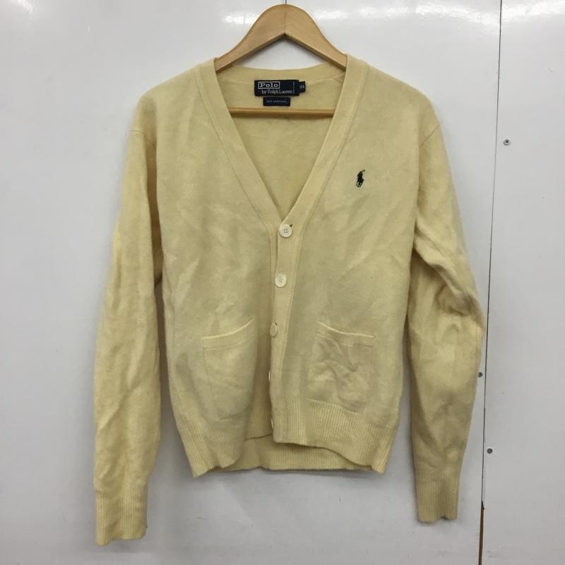 ポロバイラルフローレン Polo by RALPH LAUREN カーディガン 長袖 Vネック ウール 170 ワンポイント 黄 / イエロー /  メンズ USED 古着 中古 10150775