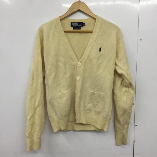 ポロバイラルフローレン Polo by RALPH LAUREN カーディガン 長袖 Vネック ウール 170 ワンポイント 黄 / イエロー /  メンズ USED 古着 中古 10150775