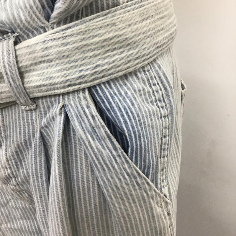 ポロラルフローレン POLO RALPH LAUREN ボトムス ボトムス ガウチョパンツ ベルト付き ストライプ 水色 / ライトブルー / X 白 / ホワイト /  レディース USED 古着 中古 10118699