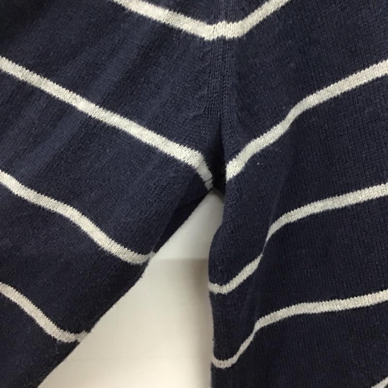 トミーヒルフィガー TOMMY HILFIGER ニット、セーター 長袖 長袖ニットカットソー Vネック セーター L ボーダー柄 紺 / ネイビー /  メンズ USED 古着 中古 10143542