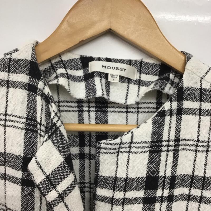 マウジー MOUSSY ワンピース ロングスカート 010BSS30-2030 半袖 フロントボタン 前開き 1 チェック 白 / ホワイト / X 黒 / ブラック /  レディース USED 古着 中古 10142246