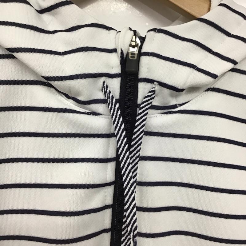 アディダス adidas パーカー 長袖 af8669 ジップアップパーカー ゴルフウェア ボーダー柄 白 / ホワイト / X 紺 / ネイビー /  レディース USED 古着 中古 10142390