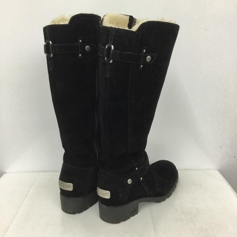 アグ UGG ブーツ 一般 3051 ロングブーツ サイドファスナー 24cm 24.0cm ロゴ、文字 黒 / ブラック /  レディース USED 古着 中古 10140027