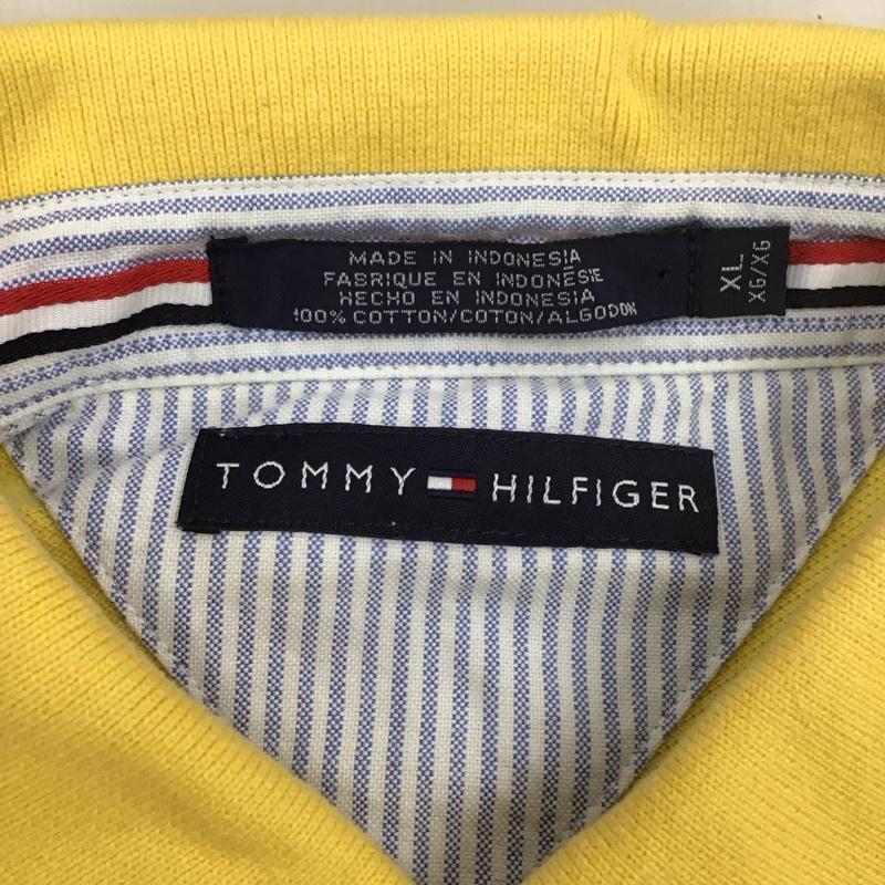 トミーヒルフィガー TOMMY HILFIGER ポロシャツ 半袖 半袖ポロシャツ カラーシャツ 半袖カットソー XL ロゴ、文字 黄 / イエロー /  メンズ USED 古着 中古 10113223