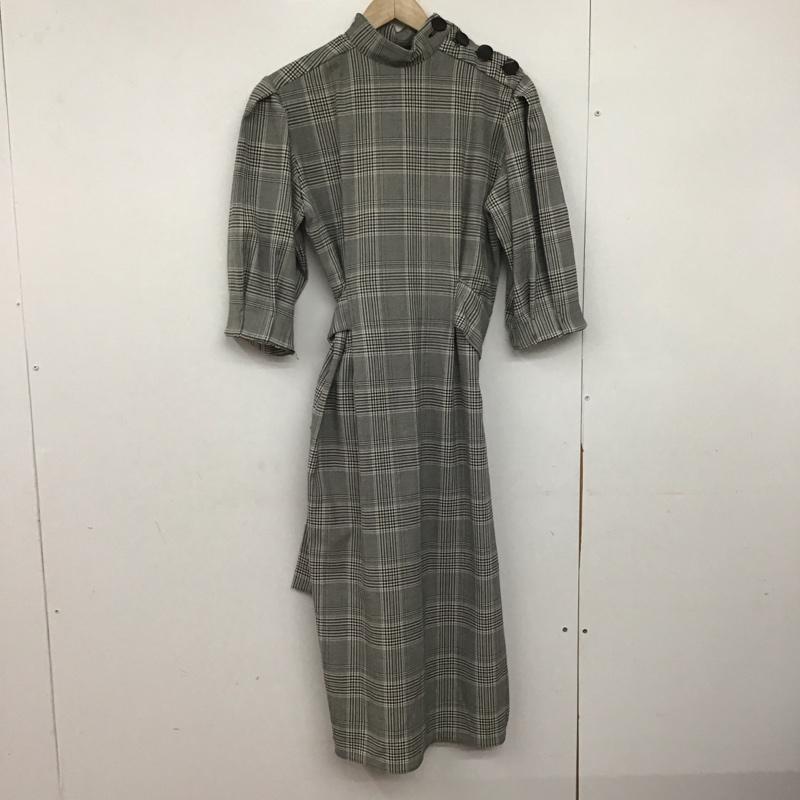 ザラウーマン ZARA WOMAN ワンピース ロングスカート 長袖ロングワンピース タイトワンピース カジュアルワンピース S チェック 白 / ホワイト / X 黒 / ブラック /  レディース USED 古着 中古 10147095