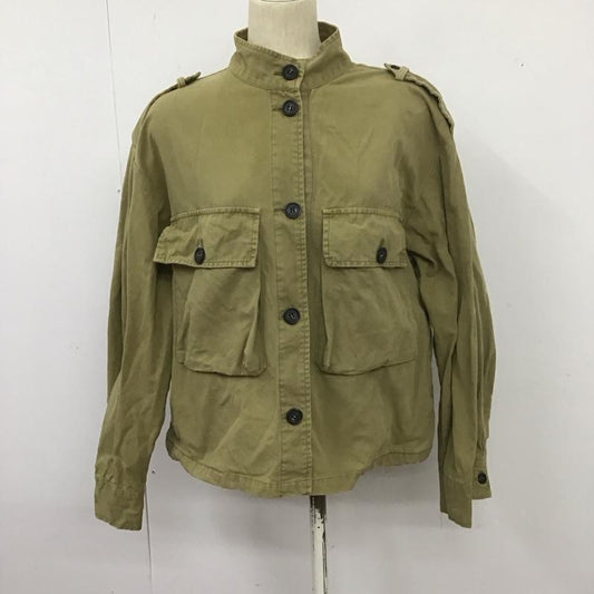 ザラ ZARA ジャケット、上着 ジャケット、ブレザー ジャケット アウター ノーカラージャケット ミリタリージャケット M 無地 カーキ / カーキ /  レディース USED 古着 中古 10127405