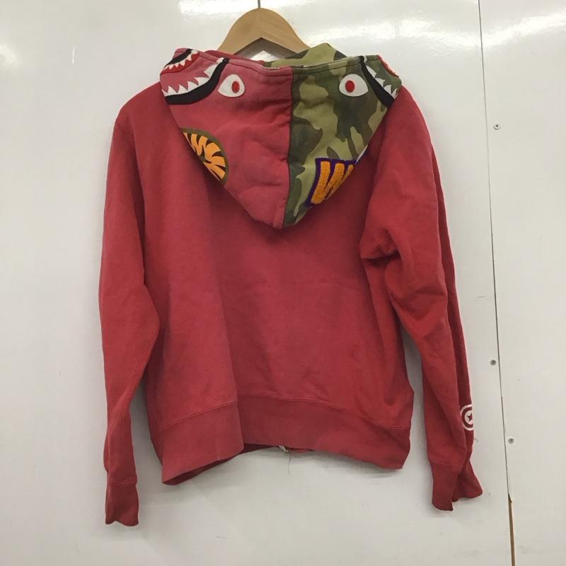 アベイシングエイプ A BATHING APE パーカー 長袖 ジップアップパーカー 長袖パーカー カジュアルジャケット XS ロゴ、文字 赤 / レッド /  メンズ USED 古着 中古 10148218
