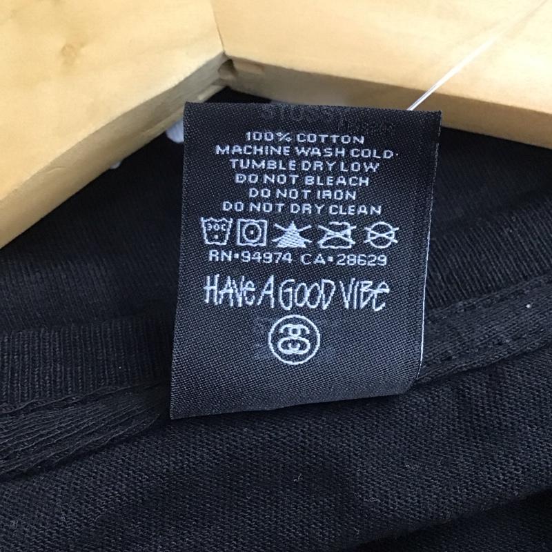 ステューシー STUSSY Tシャツ 半袖 半袖カットソー プリントTシャツ クルーネックカットソー M プリント 黒 / ブラック /  メンズ USED 古着 中古 10135909