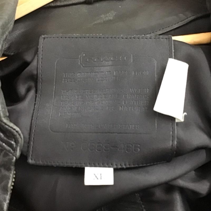 コーチ COACH ジャケット、上着 ジャケット、ブレザー ジップアップジャケット アウター 古着 レザージャケット XL 無地 黒 / ブラック /  メンズ USED 古着 中古 10143843