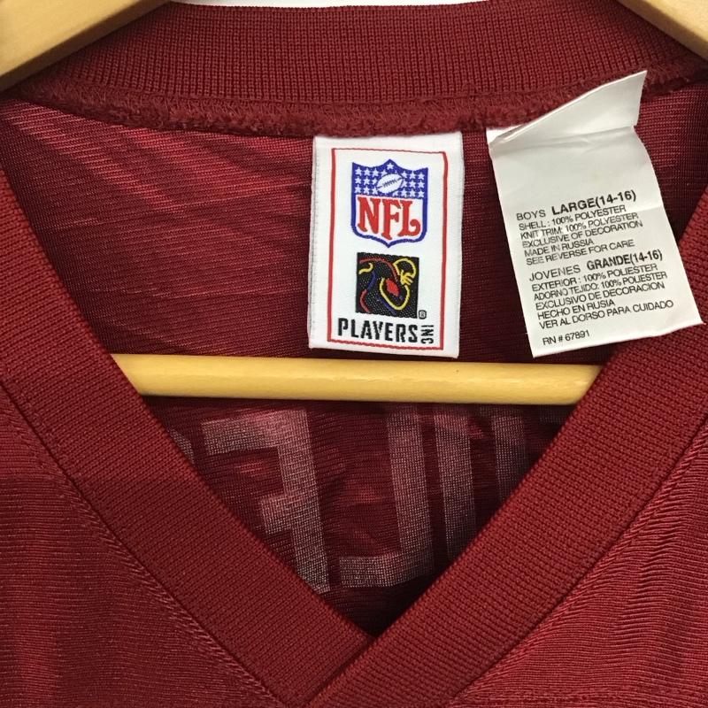 ナショナルフットボールリーグ NFL カットソー 半袖 半袖カットソー Vネック プリントカットソー ユニフォーム L ロゴ、文字 えんじ / ワインレッド /  メンズ USED 古着 中古 10142597