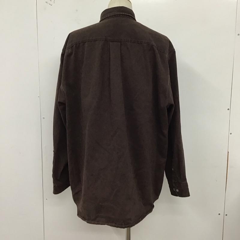 カーハート Carhartt シャツ、ブラウス 長袖 長袖シャツ ポケットシャツ カラーシャツ ボタンダウンシャツ XL ロゴ、文字 茶 / ブラウン /  メンズ USED 古着 中古 10127873