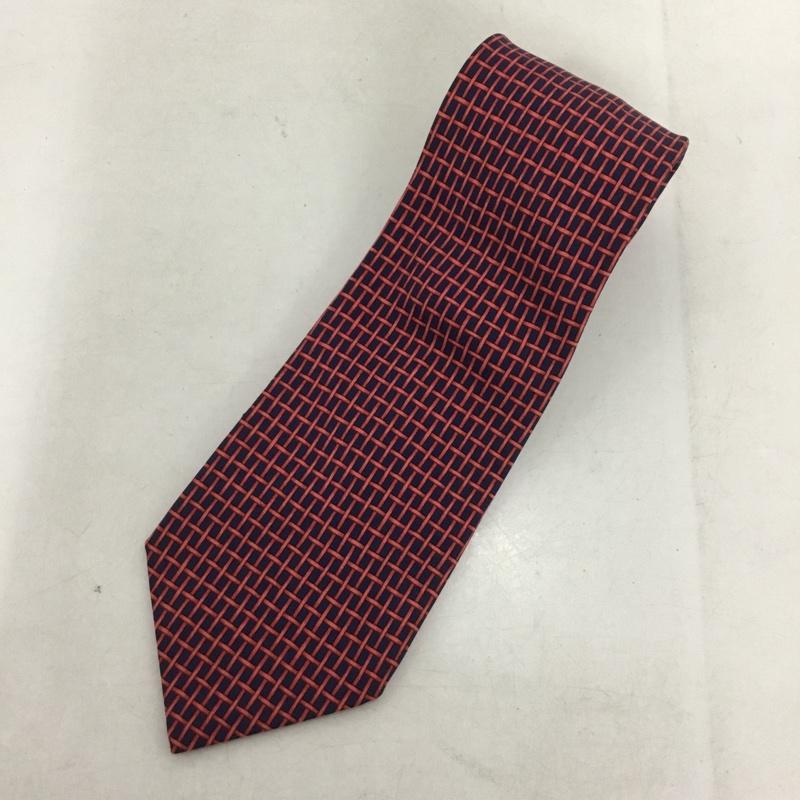 エルメス HERMES ネクタイ ネクタイ シルク 総柄 赤 / レッド / X 紺 / ネイビー /  メンズ USED 古着 中古 10142108