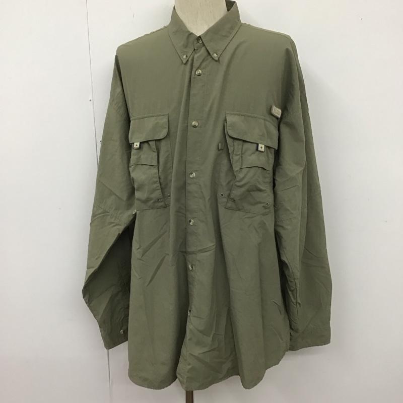 コロンビア Columbia シャツ、ブラウス 長袖 XXL 無地 カーキ / カーキ /  メンズ USED 古着 中古 10111684
