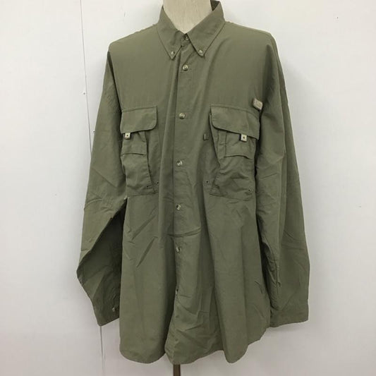コロンビア Columbia シャツ、ブラウス 長袖 XXL 無地 カーキ / カーキ /  メンズ USED 古着 中古 10111684